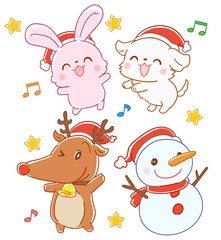 クリスマスの動物のセット