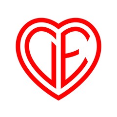 initial letters logo de red monogram heart love shape