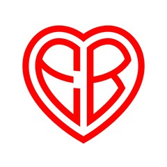 initial letters logo eb red monogram heart love shape