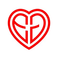 initial letters logo eg red monogram heart love shape