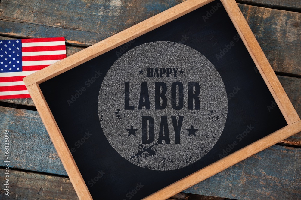 Poster composite image of digital composite image of happy labor day te