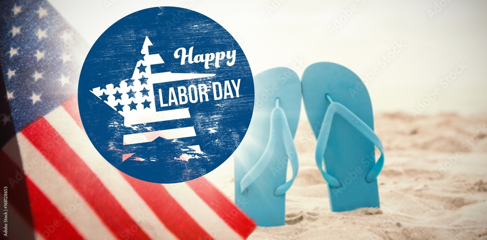 Poster composite image of digital composite image of happy labor day te