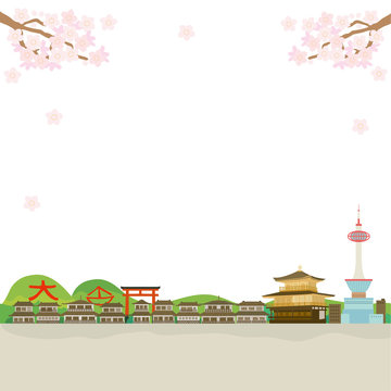 京都 桜 町並み イラスト Stock ベクター Adobe Stock