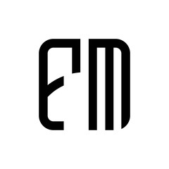 initial letters logo fm black monogram square rounded shape vector