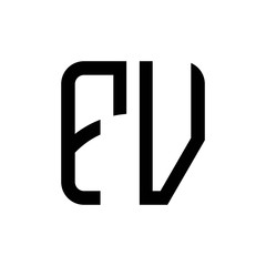 initial letters logo fv black monogram square rounded shape vector