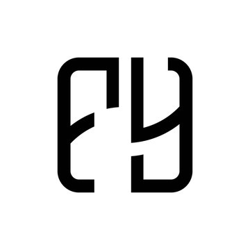 initial letters logo fy black monogram square rounded shape vector