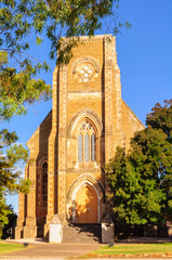 Fototapeta na wymiar The historic St Aloysius Church is a great example of Gothic Revival architecture - Sevenhill, SA, Australia