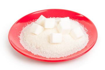 sugar on a red plate