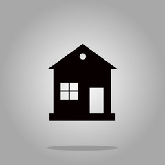 House icon black silhouette on background Vector Illustration