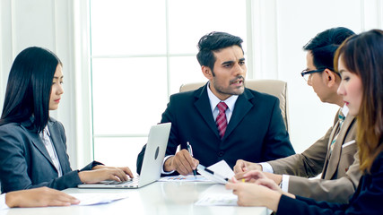 The executive director strain and complain in the serious meeting