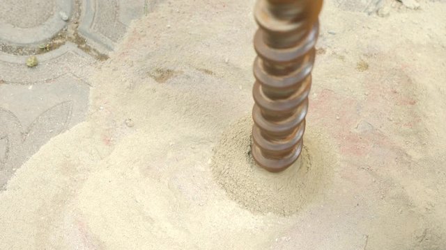 Drill During Operation. Closeup. drilling of the wells. 4k. Slow motion