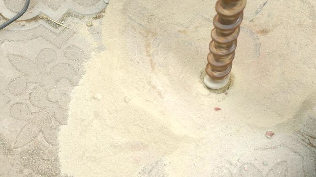 Drill During Operation. Closeup. drilling of the wells. 4k. Slow motion