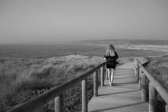 Girl in the sunset. Shot in Bordeira, Portugal