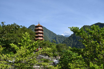 Hsiang-Te Temple in the middle of Taroko National Park in Taiwan