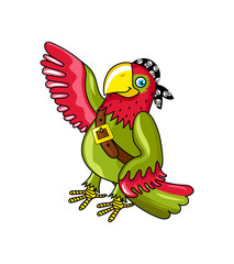 Pirate parrot in bandana icon. Children drawing of pirate concept vector illustration isolated on white background.