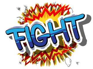 Fight - Comic book word on abstract background.