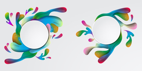 Vector colorful paint and a round frame. Modern multicolor paint. Set