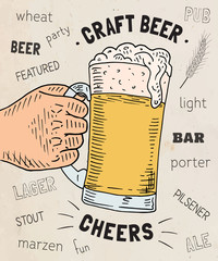 Beautiful poster of the glass of craft beer. Cheers