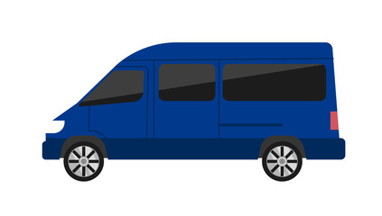 Modern minivan isolated vector illustration on white background. Comfortable minibus, family van, auto vehicle, people city transport in flat design