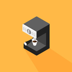 Coffee machine making a cup of coffee isometric