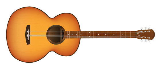 Obraz na płótnie Canvas real acoustic guitar on a white background