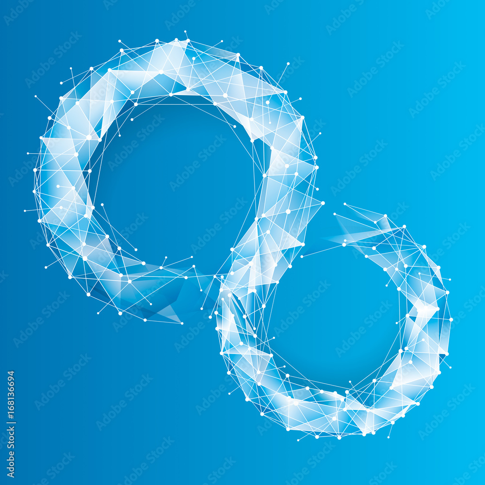 Aufkleber blue molecular geometric pattern abstract background.