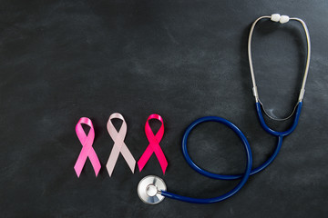 breast cancer health care with medical stethoscope