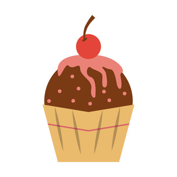 cupcake with cherry icon image vector illustration design