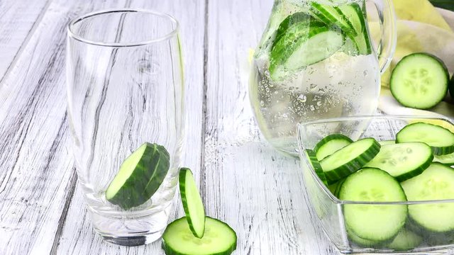 Some homemade Cucumber Water (not loopable; roating) as 4K UHD footage