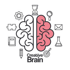 creative brain idea innovation think solution vector illustration