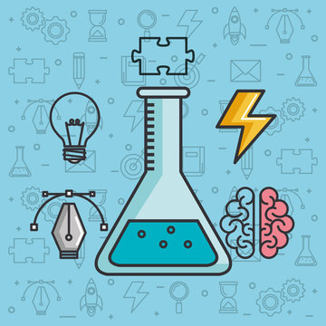 creative solution science brain knowledge vector illustration