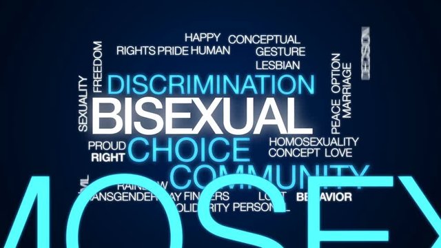 Bisexual animated word cloud, text design animation.