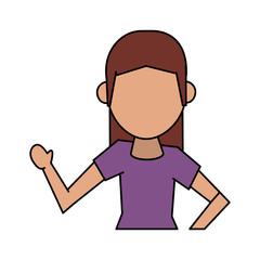 woman lifting hand avatar icon image vector illustration design  