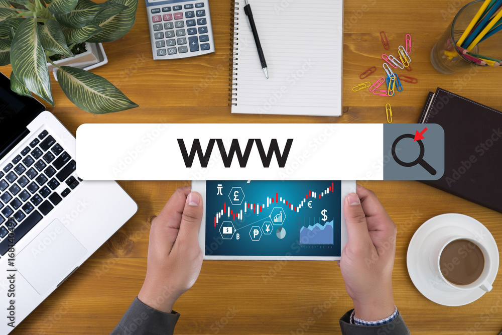 Poster www website online internet web page computer browser connection network concept to use www