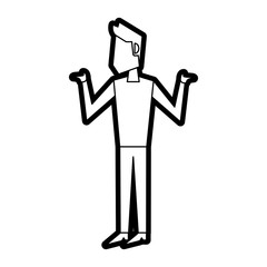 Flat line uncolored businessman over white background vector illustration