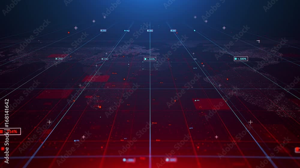Aufkleber computer generated background with holographic business data and diagrams flying through cyberspace