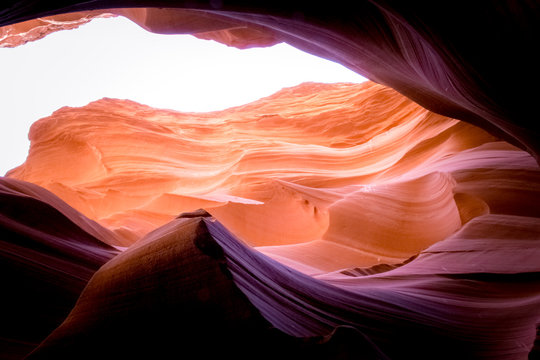 Erosion of sandstone rocks in and the lower Antelope Canyon
