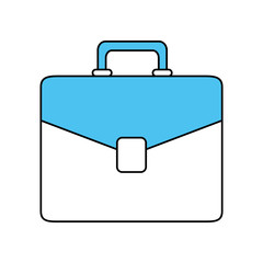 Flat line monocromatic briefcase over white background vector illustration