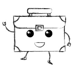 suitcase travel kawaii character vector illustration design