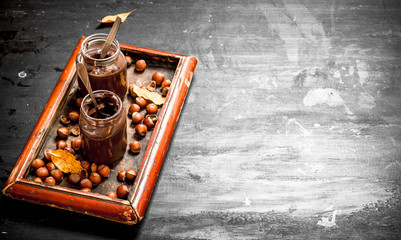 Chocolate butter with hazelnuts.