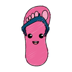 flip flops kawaii character vector illustration design
