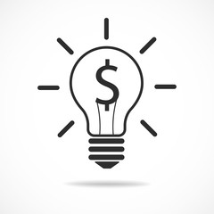 idea bulb with dollar sign vector icon, money creative symbol