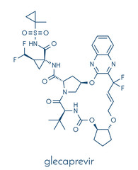 Glecaprevir hepatitis C virus drug molecule. Skeletal formula.