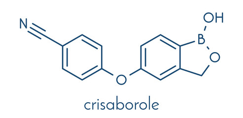 Crisaborole eczema drug molecule (Phosophodiesterase-4 inhibitor). Skeletal formula.