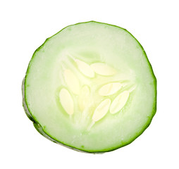 Slice of cucumber isolated on white background