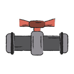 Colorful pipe with valve doodle over white background vector illustration