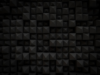 abstract 3d black background Pyramid shaped small scattered for modern technology render. top view