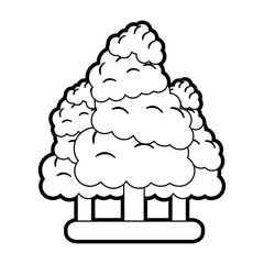 Flat line forest uncolored over white background vector illustration