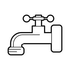 Flat line uncolored tap over white background vector illustration