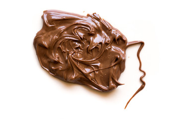 chocolate hazelnut spread on plate. Close up